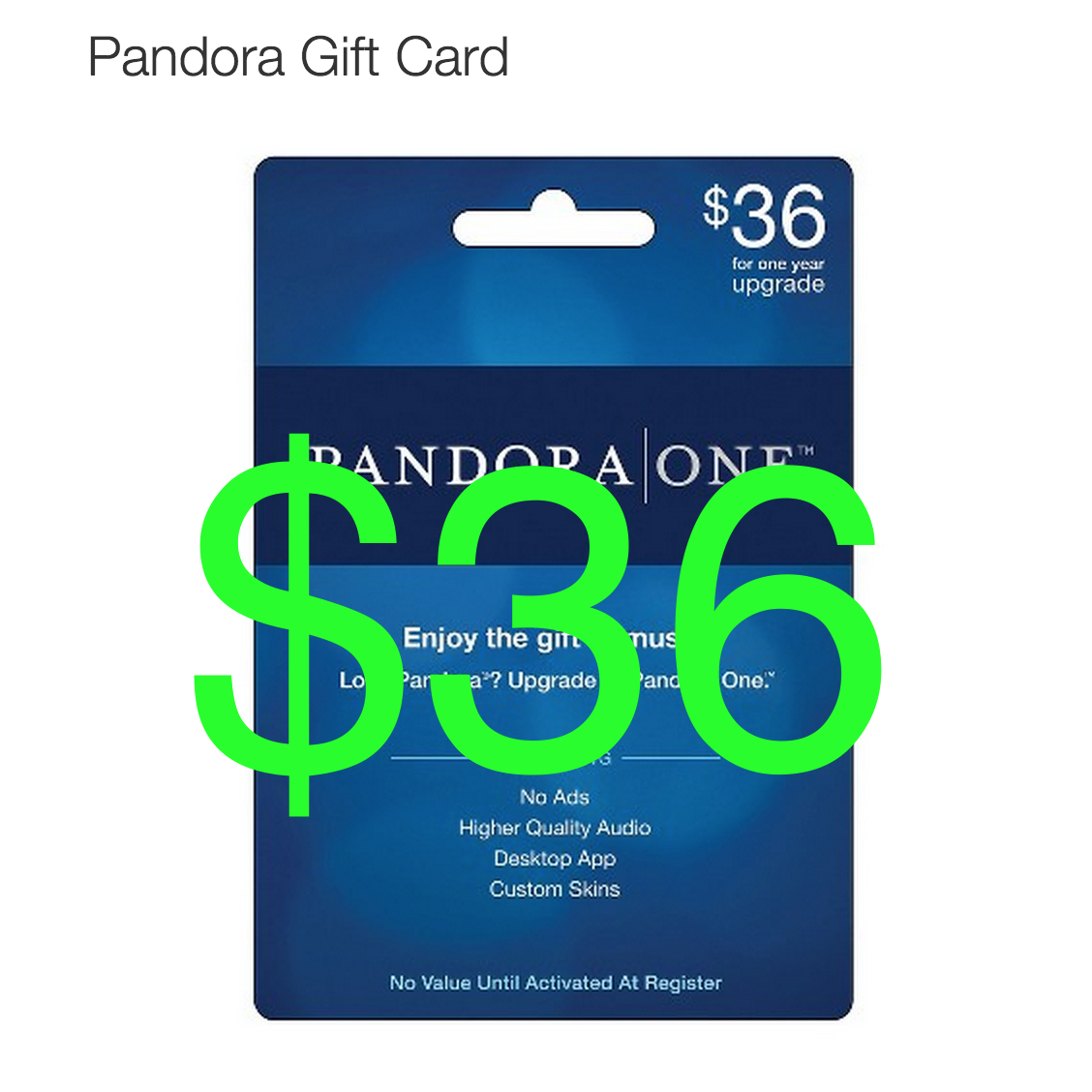 Pandora – 1 Year Music Subscription – $36