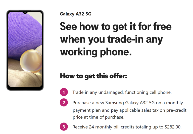 Get the Samsung Galaxy A32 5G for FREE (just trade-in any working